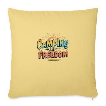 CAMPING is freedom - Sofa pillowcase 17,3'' x 17,3'' (45 x 45 cm) - washed yellow - Front
