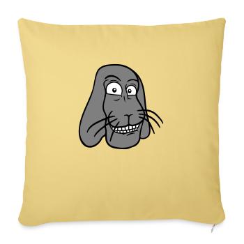 Lapin Lapin Drôle Visage Grimace Sourire - Housse de coussin décorative 45 x 45 cm - jaune délavé - Devant