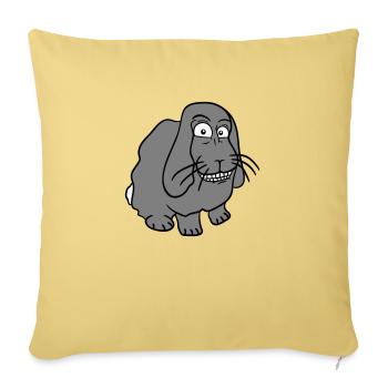 Lapin Lapin Drôle Visage Grimace Sourire - Housse de coussin décorative 45 x 45 cm - jaune délavé - Devant