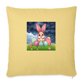 „Hoppelhase im Eierland“ - Sofakissenbezug 45 x 45 cm - Hellgelb - Vorne