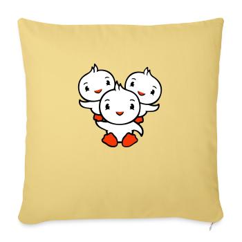 3 canards papa maman enfants épaules tenant cirque - Housse de coussin décorative 45 x 45 cm - jaune délavé - Devant