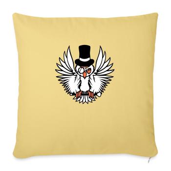 Sir Owl Top Hat Monocle Glasses Rich Mr. - Sofa pillowcase 17,3'' x 17,3'' (45 x 45 cm) - washed yellow - Front