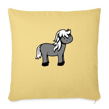 Pferd Süß Pony Fohlen Pferdemädchen Niedlich Comic - Sofakissenbezug 45 x 45 cm - Hellgelb - Vorne