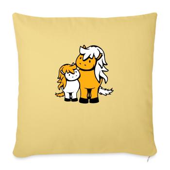 2 Cute Horses Child Family Mom Dad Mom Father - Sofa pillowcase 17,3'' x 17,3'' (45 x 45 cm) - washed yellow - Front