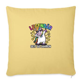Legendary for 50 years – Unicorn Party - Sofa pillowcase 17,3'' x 17,3'' (45 x 45 cm) - washed yellow - Front