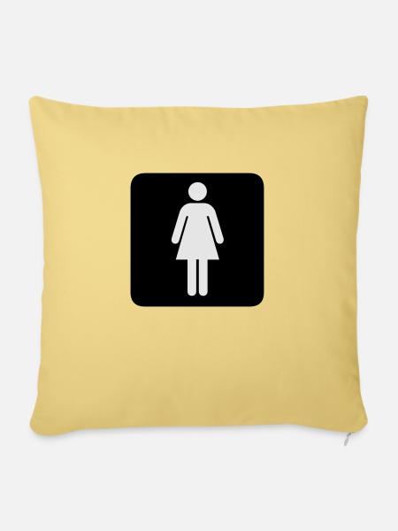 WC-Zeichen für Frauen - Sofakissenbezug 45 x 45 cm - Hellgelb