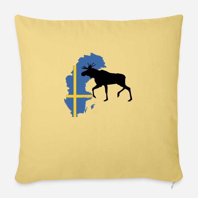 Schweden Elch - Sofakissenbezug 45 x 45 cm - Hellgelb