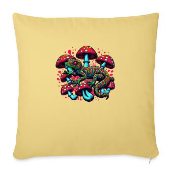 Psychedelic Gecko with Mushrooms - Sofa pillowcase 17,3'' x 17,3'' (45 x 45 cm) - washed yellow - Front