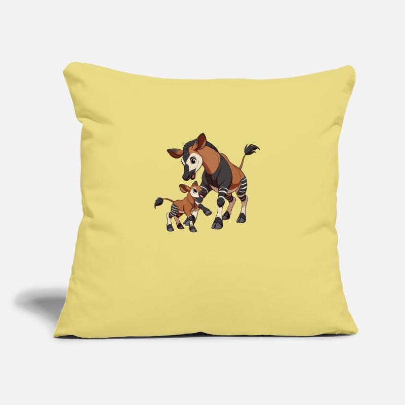 Okapi Mutter und Kind Sofakissenbezug 45 x 45 cm