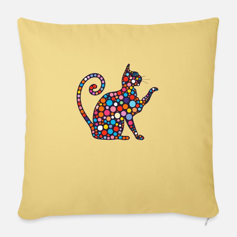 Bunte Mosaikkatze - Sofakissenbezug 45 x 45 cm - Hellgelb