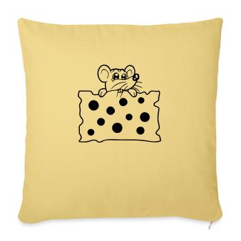 Mouse eats huge holes cheese hunger eat delicious - Sofa pillowcase 17,3'' x 17,3'' (45 x 45 cm) - washed yellow - Front