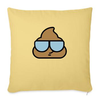 Emoji merde lunettes cool - Housse de coussin décorative 45 x 45 cm - jaune délavé - Devant