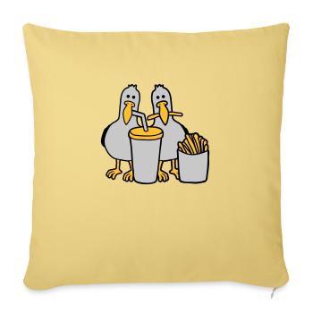 Fast-food mouettes volées - Housse de coussin décorative 45 x 45 cm - jaune délavé - Devant