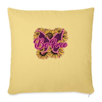 Set yourself free Butterfly Retro Flowers Free - Sofa pillowcase 17,3'' x 17,3'' (45 x 45 cm) - washed yellow - Front