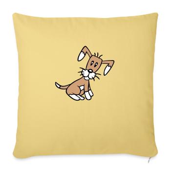 chien assis mignon petit chiot heureux animal de compagnie - Housse de coussin décorative 45 x 45 cm - jaune délavé - Devant