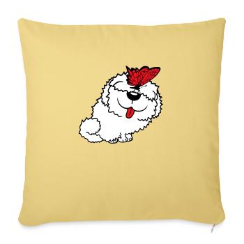 Dog Butterfly Nose Cute Funny Happy Comic - Sofa pillowcase 17,3'' x 17,3'' (45 x 45 cm) - washed yellow - Front