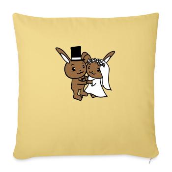2 Bunnies Wedding Marry Groom Bride Engaged - Sofa pillowcase 17,3'' x 17,3'' (45 x 45 cm) - washed yellow - Front