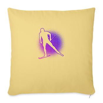 Ski de fond Patinage Ski de fond Ski de fond classique - Housse de coussin décorative 45 x 45 cm - jaune délavé - Devant