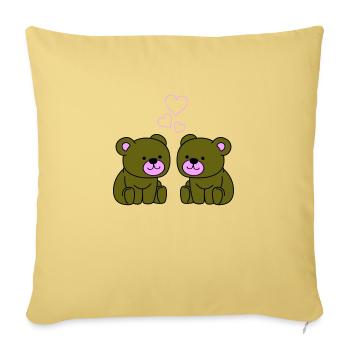 Teddy Bear Love - Sofa pillowcase 17,3'' x 17,3'' (45 x 45 cm) - washed yellow - Front