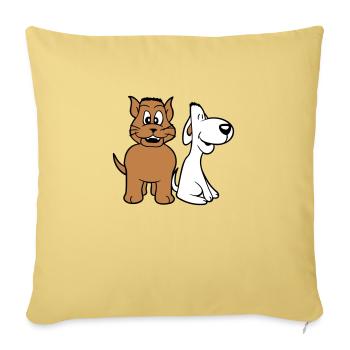 Dog Cat Two Friends Team Kitten 2 Duo Crew - Sofa pillowcase 17,3'' x 17,3'' (45 x 45 cm) - washed yellow - Front