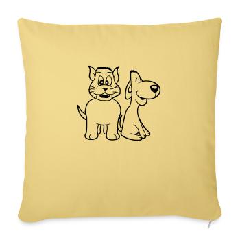 Dog Cat Two Friends Team Kitten 2 Duo Crew - Sofa pillowcase 17,3'' x 17,3'' (45 x 45 cm) - washed yellow - Front