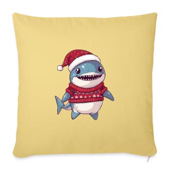 Bande dessinée de Noël requin - Housse de coussin décorative 45 x 45 cm - jaune délavé - Devant