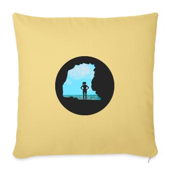 Bouldering \ Climbing - Woman in front of rocks - Sofa pillowcase 17,3'' x 17,3'' (45 x 45 cm) - washed yellow - Front