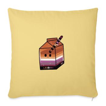 🧡 Lesbian Milk Box – Peachy Jelly🧃🧡💗 - Sofa pillowcase 17,3'' x 17,3'' (45 x 45 cm) - washed yellow - Front