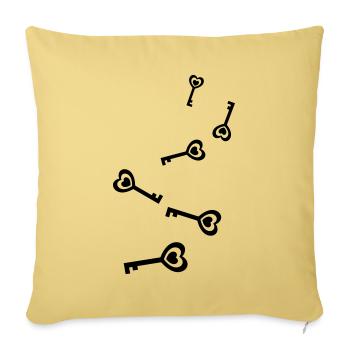 Mariage au cœur clé - Housse de coussin décorative 45 x 45 cm - jaune délavé - Devant