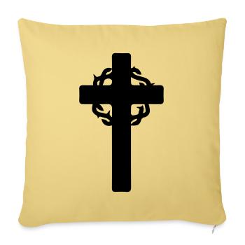 Crown of Thorns Cross - Sofa pillowcase 17,3'' x 17,3'' (45 x 45 cm) - washed yellow - Front
