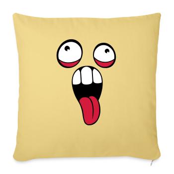 crazy face head eyes tongue mouth outstretched - Sofa pillowcase 17,3'' x 17,3'' (45 x 45 cm) - washed yellow - Front