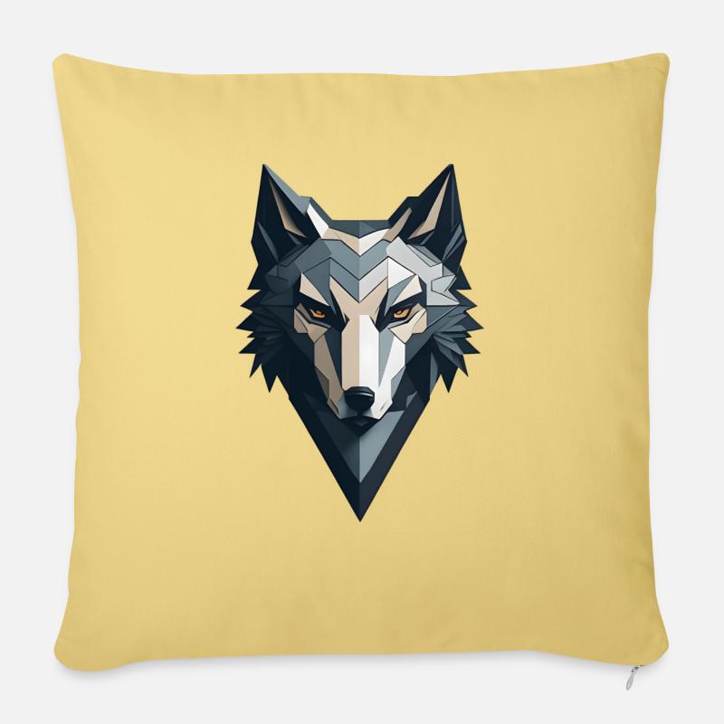 Geometrischer Wolf - Sofakissenbezug 45 x 45 cm - Hellgelb