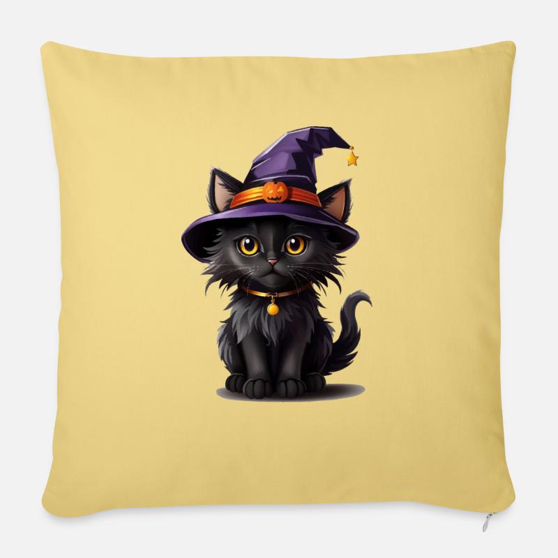 Helloween Kürbis Katze - Sofakissenbezug 45 x 45 cm - Hellgelb