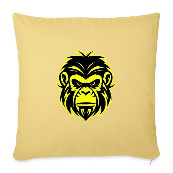 Icône de portrait de tête de singe - Housse de coussin décorative 45 x 45 cm - jaune délavé - Devant