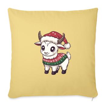 Bande dessinée de Noël Chèvre de montagne - Housse de coussin décorative 45 x 45 cm - jaune délavé - Devant