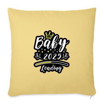 Baby 2025 Loading Saying - Sofa pillowcase 17,3'' x 17,3'' (45 x 45 cm) - washed yellow - Front