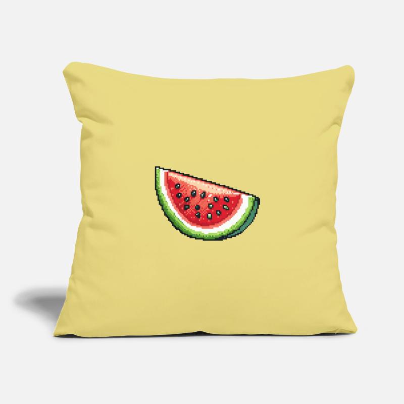 Icône pixel pastèque Housse de coussin décorative 45 x 45 cm