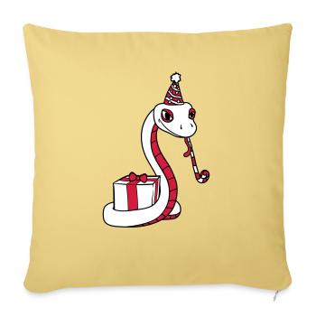 fête d'anniversaire fête cadeau serpent visage - Housse de coussin décorative 45 x 45 cm - jaune délavé - Devant