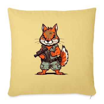 Écureuils armés jusqu’aux dents - Housse de coussin décorative 45 x 45 cm - jaune délavé - Devant