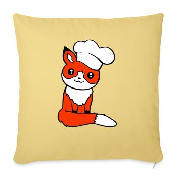 Fox Chapeau de chef Chef Cuisine Restaurant Cuisine - Housse de coussin décorative 45 x 45 cm - jaune délavé - Devant