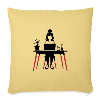 Learning Woman Computer Job - Sofa pillowcase 17,3'' x 17,3'' (45 x 45 cm) - washed yellow - Front