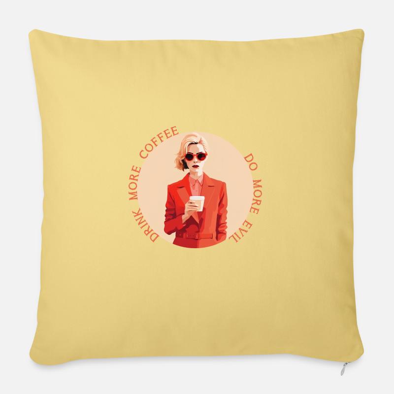 Drink More Coffee Do More Evil - Sofa pillowcase 17,3'' x 17,3'' (45 x 45 cm) - washed yellow