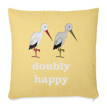cigogne doublement heureuse - Housse de coussin décorative 45 x 45 cm - jaune délavé - Devant