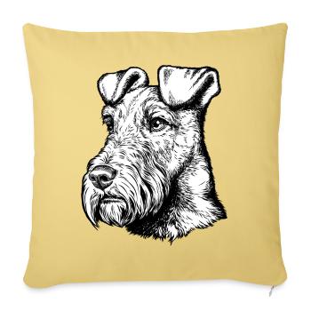 Portrait de Terrier Irlandais Mailo 2023 noir - Housse de coussin décorative 45 x 45 cm - jaune délavé - Devant