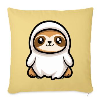 Paresseux Halloween fantôme - Housse de coussin décorative 45 x 45 cm - jaune délavé - Devant