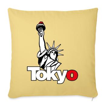 Tokyo Liberty – T-shirt parodie urbaine - Housse de coussin décorative 45 x 45 cm - jaune délavé - Devant
