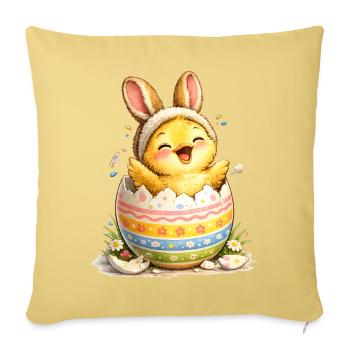 Chick with bunny ears in Easter egg - Sofa pillowcase 17,3'' x 17,3'' (45 x 45 cm) - washed yellow - Front