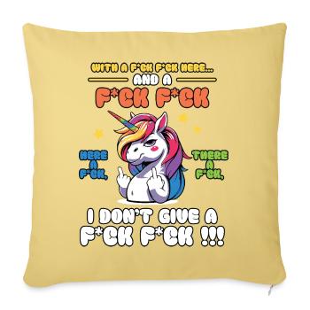 Diction colorée de licorne espiègle - Housse de coussin décorative 45 x 45 cm - jaune délavé - Devant
