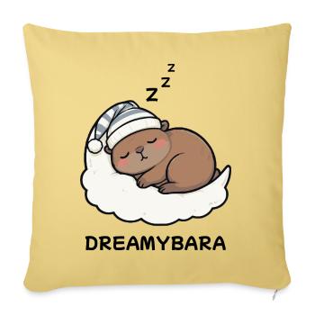 Capybara Sleeping Dreamybara – Kawaii Cozy Night - Sofa pillowcase 17,3'' x 17,3'' (45 x 45 cm) - washed yellow - Front