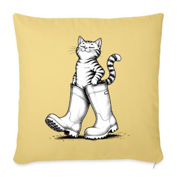 Chat en bottes en caoutchouc, Le Chat Botté - Housse de coussin décorative 45 x 45 cm - jaune délavé - Devant